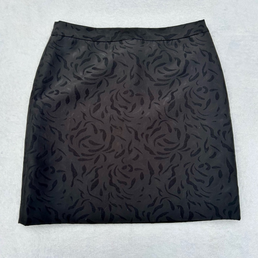 Ann Taylor Loft Skirt Petite Jacquard Pencil 2P Black